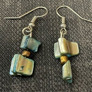 ABALONE Irregularly Shell Shaped Beaded Drop Earrings